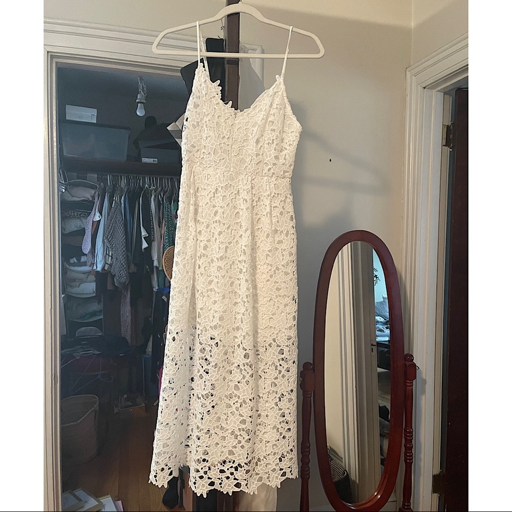 ASTR The Label white lace midi dress, size M